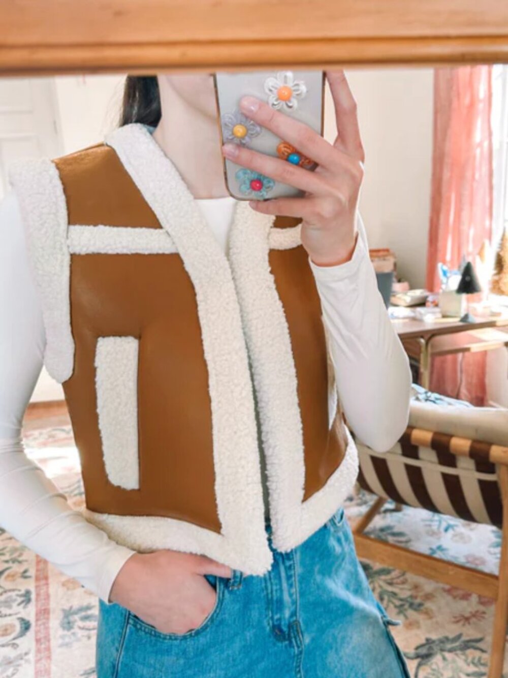 The Indie Collection Pleather Sherpa Vest